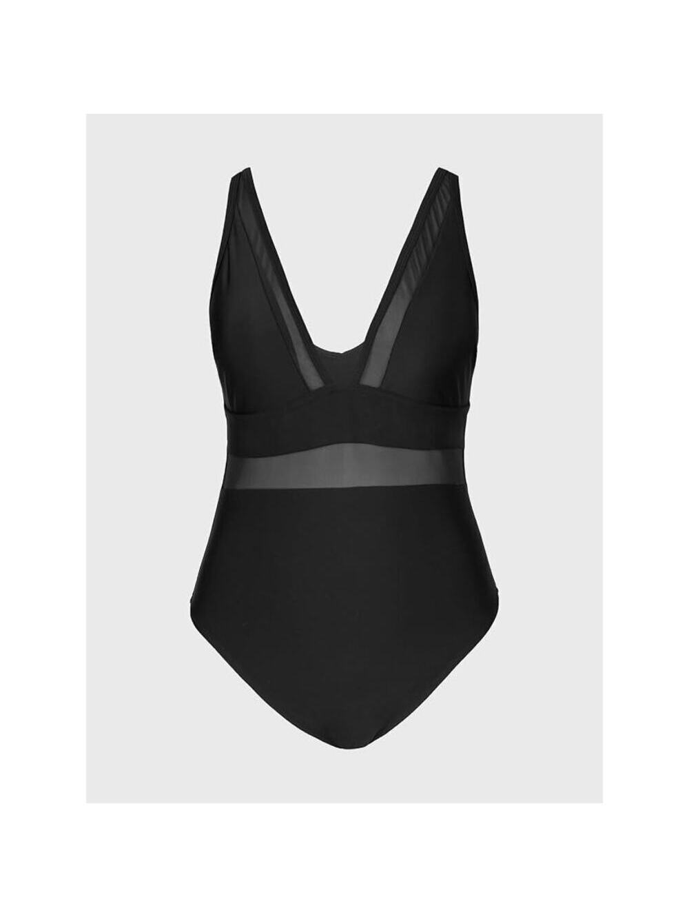 Cupshe 3X Mesh Sheer Tummy Control One Piece Swimsuit Black NWT